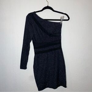SHEIN Black One Shoulder Body-con Glitter Dress